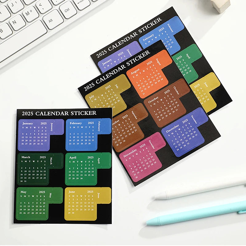 New 2025 Calendar Stickers Notebook Journal Planner Index Stickers Yearly Monthly Agenda Label Tags Kawaii Calendar Bookmarks